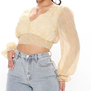 Floral sheer crop top